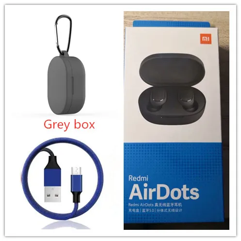 Grey box Xiaomi Redmi Airdots Xiaomi беспроводные наушники Голосовое управление Bluetooth 5,0 шумоподавление управление - Цвет: Grey box