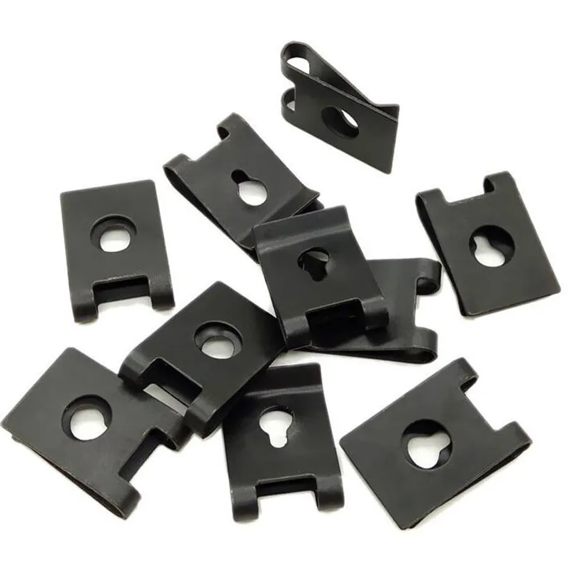 20Pcs Auto Fastener Clip Car Engine Fender Bumper Guard M4 U Type Screw Base Clips Nut Mounting Fastener Clamp