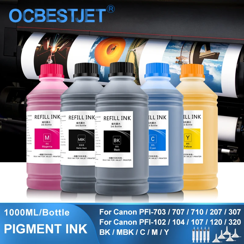 

5 × 1000 мл пигментные чернила для Canon PFI-107 PFI-120 PFI-320 PFI-102 PFI-707 PFI-710 TM200 TM-200 TM-205 iPF670 iPF680