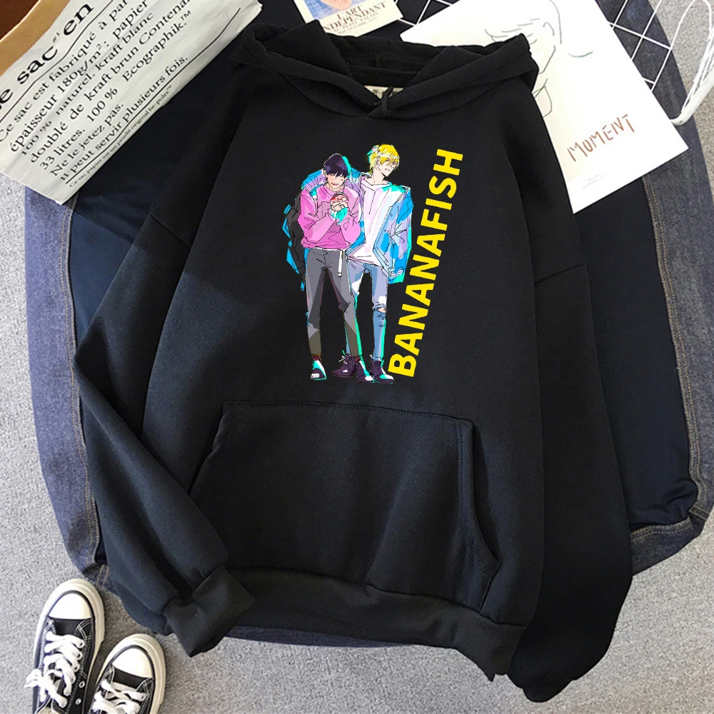 

Pure Cotton BANANA FISH Hoodie Men Fashion Fleece Anime Hoody Fleece Oversize Sweatshirt Autumn Pocket Ash Lynx Clothes Okumura