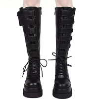 2021 winter new large handsome locomotive middle tube leisure slope heel lace up high knight boots