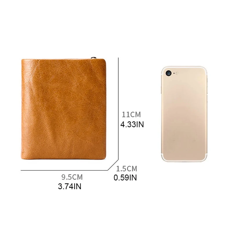 

RFID Blocking Trifold Multi Card Case Short Split Leather Wallets for Men with Zipper Coin Pocket Inside1 ID Window