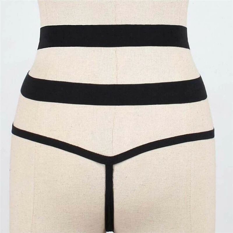 Женские черные и белые пикантные стринги из двух частей бандажные открытые