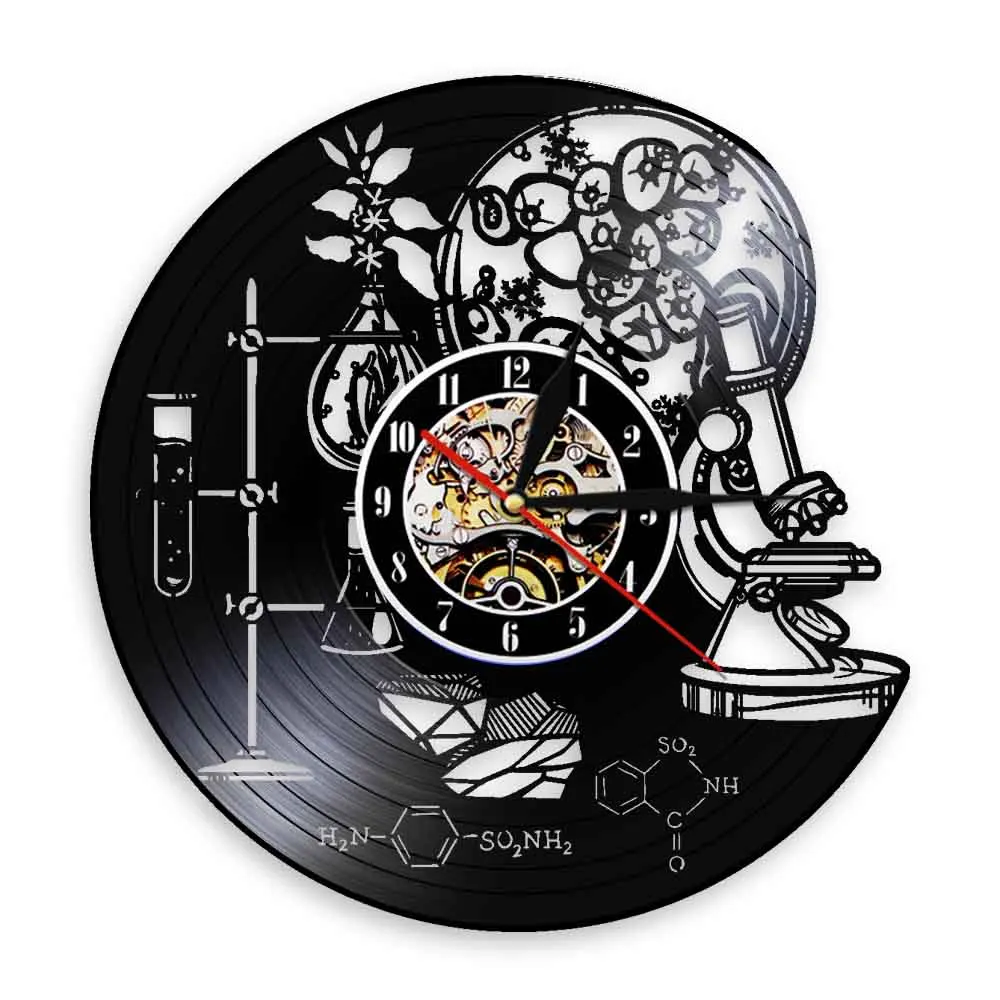 

Инструменты науки для химической лаборатории, настенные часы Пособия по биологии науки молекула допамина виниловых пластинок настенные часы учителя подарок