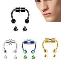 unique u shaped nose ring stainless steel magnetic non piercing hoop septum rings for women fake piercings ear clip body jewelry