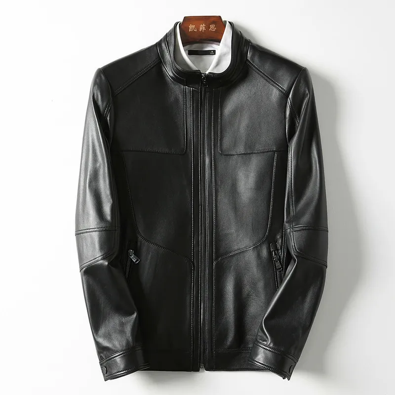 

Short Genuine Leather Jacket Men Korean Sheepskin Coat Casual Men's Leather Jackets Biker Veste Cuir Homme KFS18M006 KJ2168