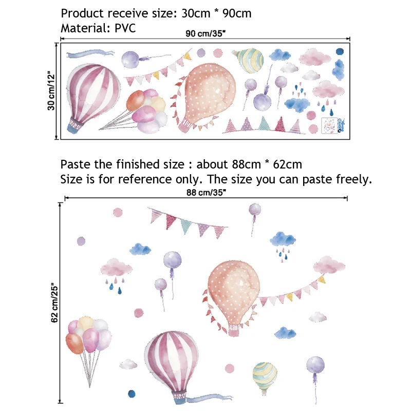 Мультяшный воздушный шар Настенная Наклейка для детской комнаты украшения