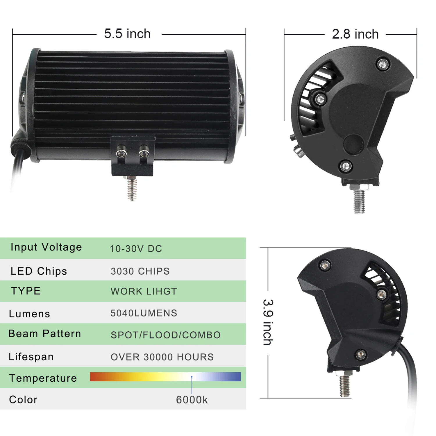 5 &quotСветодиодная панель 12v 24v для вождения Рабочий фонарь точечный прожектор