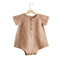 summer baby rompers loose comfortable breathable minimalism cotton linen jumpsuits solid color toddler kids playsuit bebe ropa