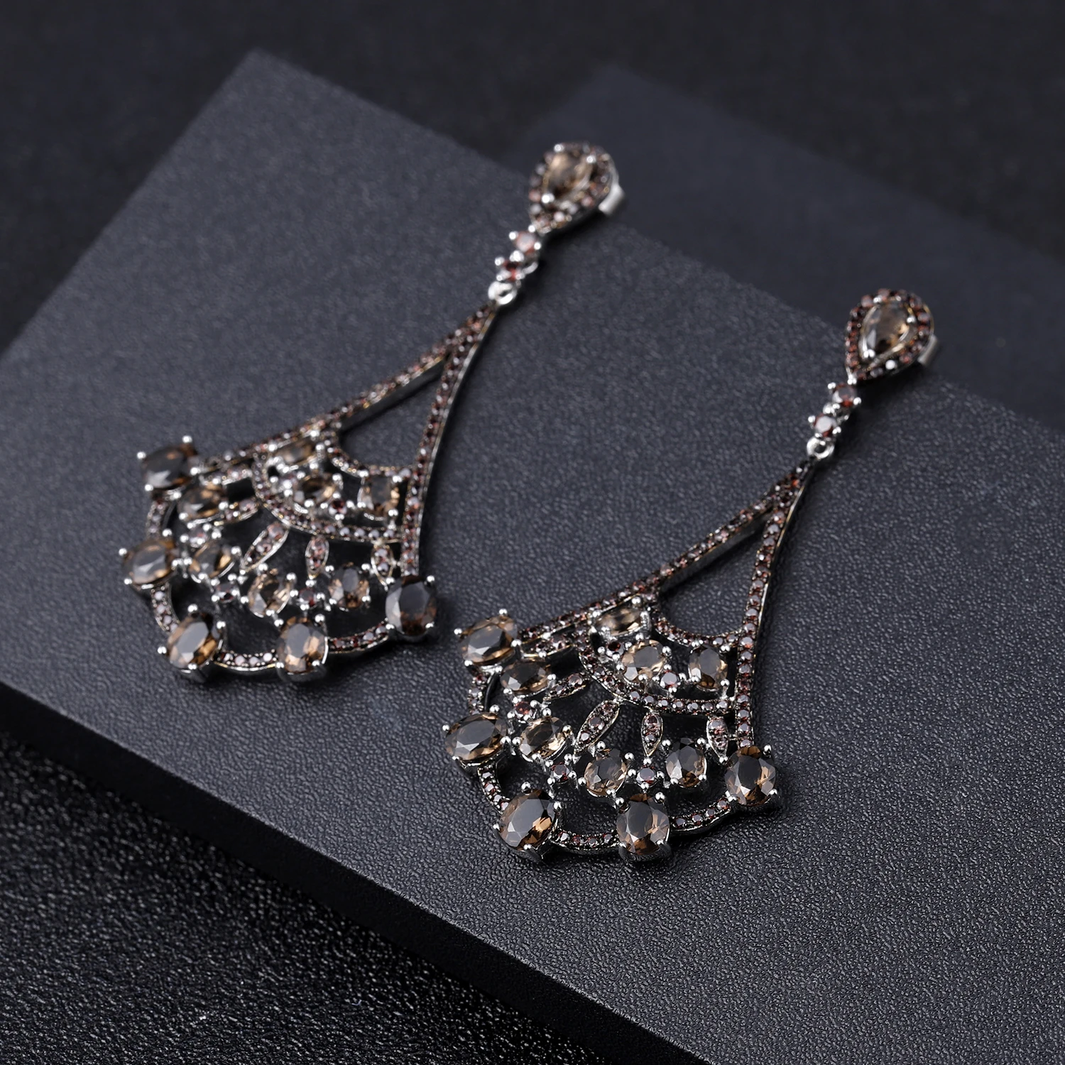GEM'S балет 6.98Ct Натуральный дымчатый кварц 925 пробы серебро Этническая Цыганская