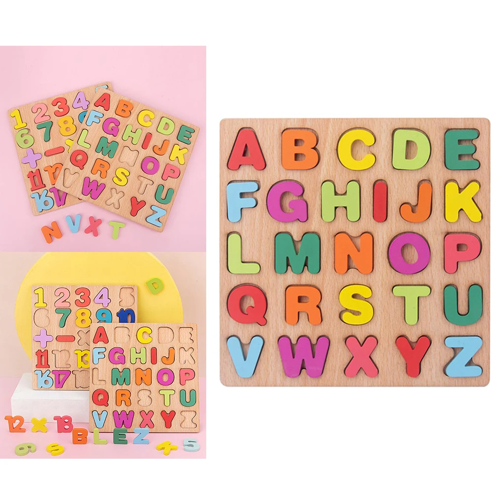 

Wooden ABC Alphabet Puzzle Educational Developmental Activity Sensory Toys