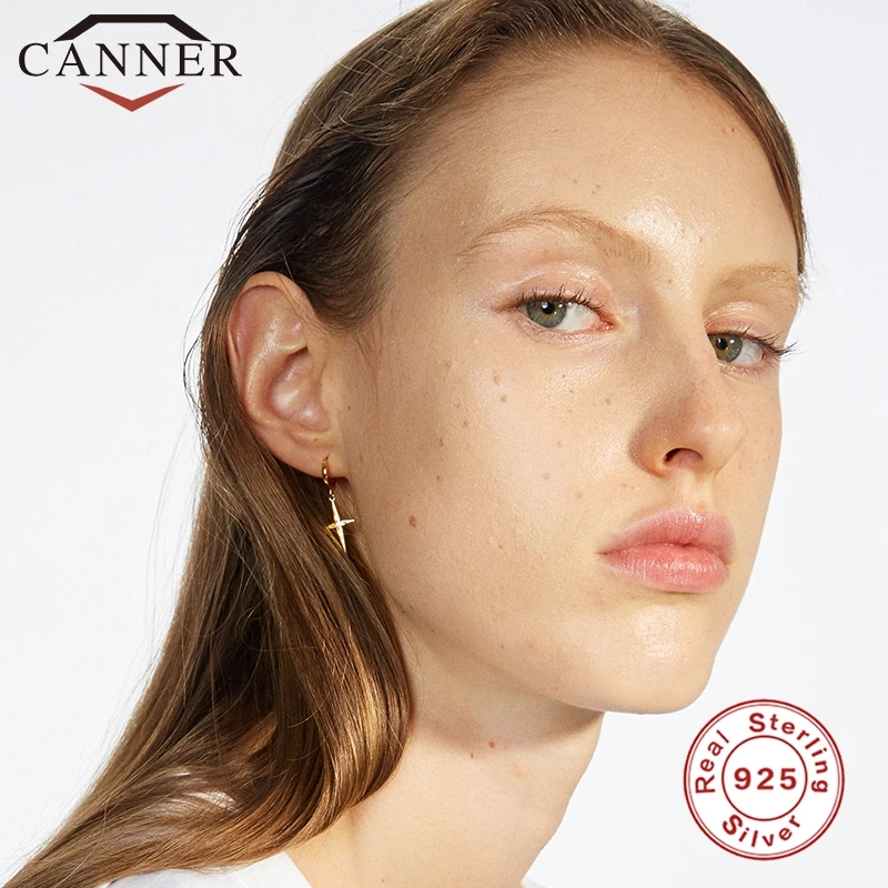 CANNER CZ Crystal Small Hoop Earrings 925 Sterling Silver Circle for Women Gold Huggie Earings 2020 Jewelry A5 | Украшения и