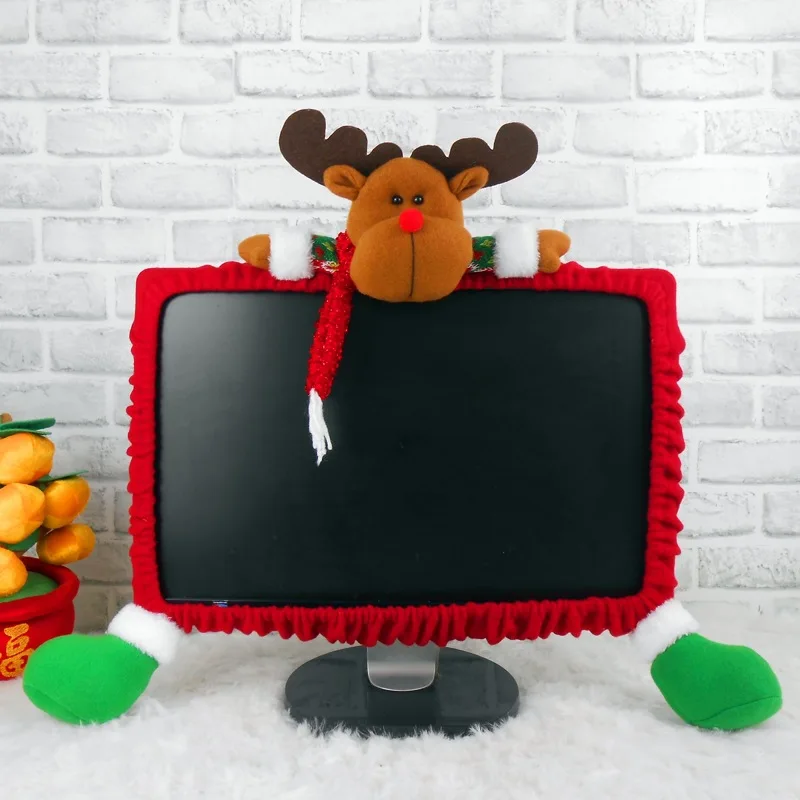 

PC Screen Cover Christmas Decoration Santa Claus Elk Snowman computer Ornament New Year Party Home Decor Xmas Gift Photo Prop