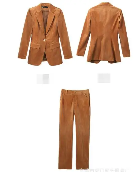 

2020 Autmn Winter Fashion women Pant suit Business workwear High quality Female OL formal Jacket and Pants two piece sets
