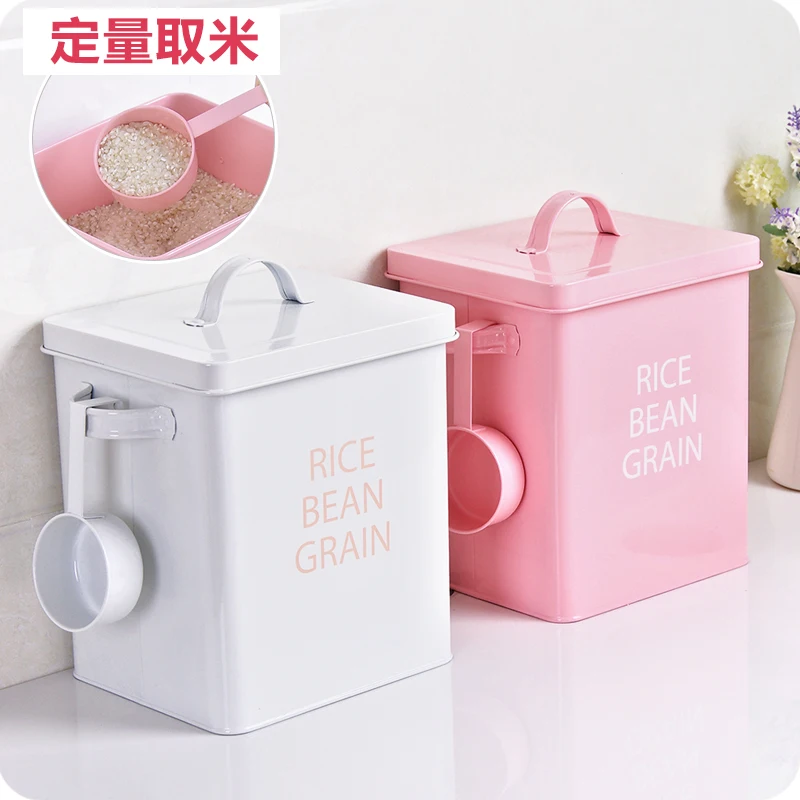 

Kitchen Bathroom Storage Box 5L Washing Powder Box Grain Rice Organizer Container Laundry Powder Sealed Box with Spoon mx3211521