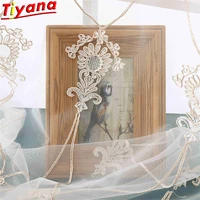 elegant luxury rope embroidery yarn curtains for living room noble fower embroider sheer tulle voile for bedroom x hm12330