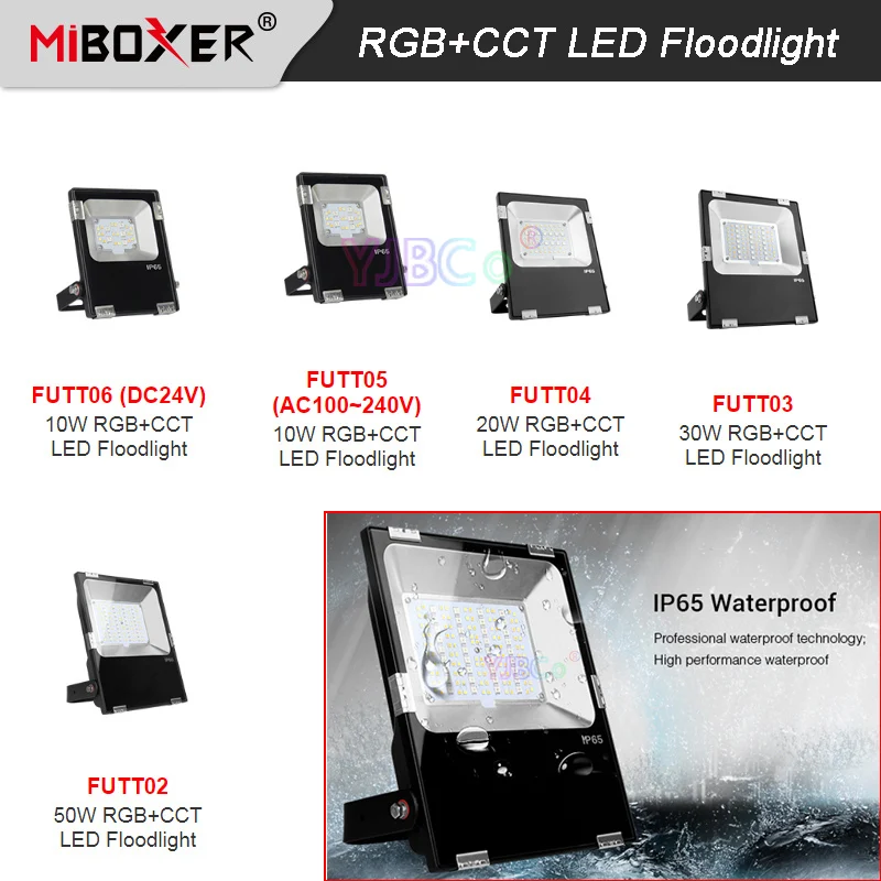 Miboxer AC 110V-220V 24V DC 10W 20W 30W 50W RGB + CCT светодиодный светильник потока водонепроницаемый