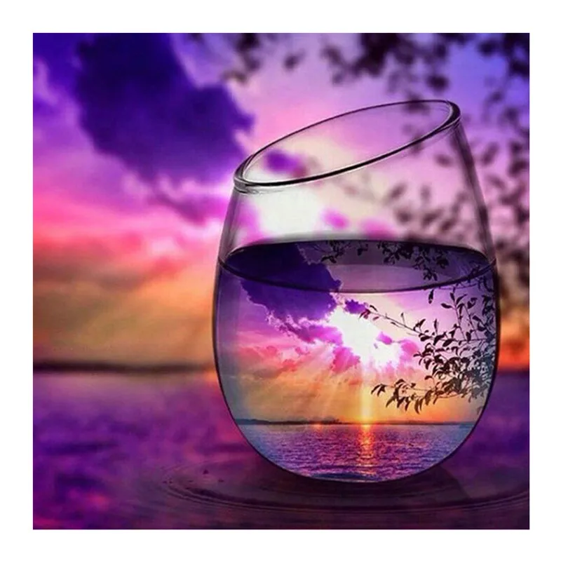 5D алмазная живопись стеклянная чаша пейзаж узор полная выкладка вышивка