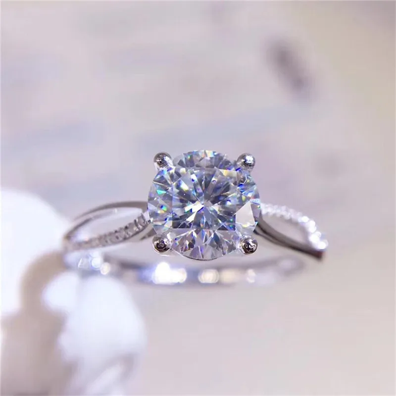 Бриллиантовое тестовое кольцо Moissanite из серебра 925 пробы с отличной огранкой 1