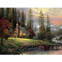 landscape nature village 11ct cross stitch diy embroidery full kit craft knitting painting handiwork christmas gift for adults