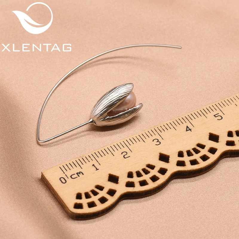XlentAg натуральные пресноводные розовые жемчужные серьги подвески для дочери
