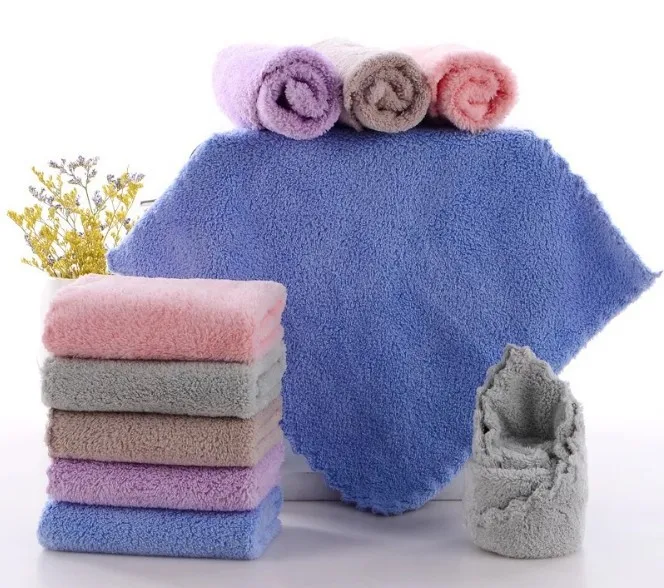 blue Высокая плотность кораллового бархата 25*25 см маленькое квадратное полотенце для рук полотенце из микрофибры детская мочалка 25*50 см - Color: blue
