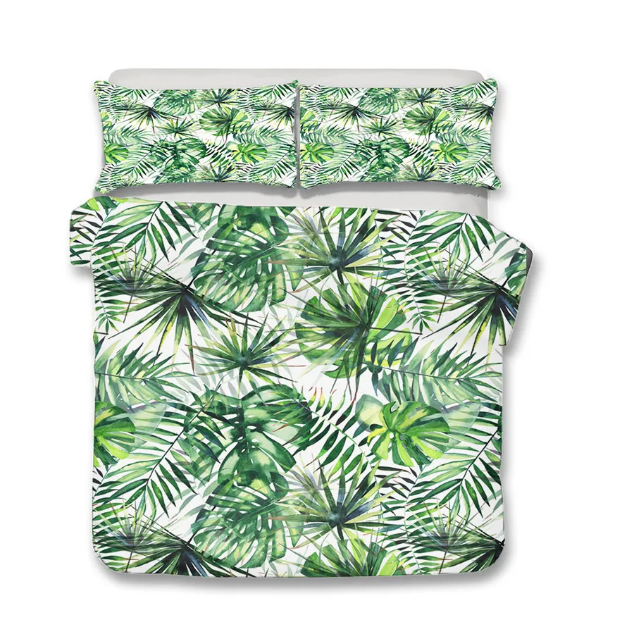 A Bedding Set 3D Printed Duvet Cover Bed Tropical Green Plant Home Textiles for Adults Bedclothes with Pillowcase #RDZW28 | Дом и сад