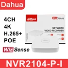 Система видеонаблюдения Dahua NVR 4CH 4K NVR NVR2104-P-I Smart 1U WizSense, сетевой видеорегистратор, система дистанционного наблюдения