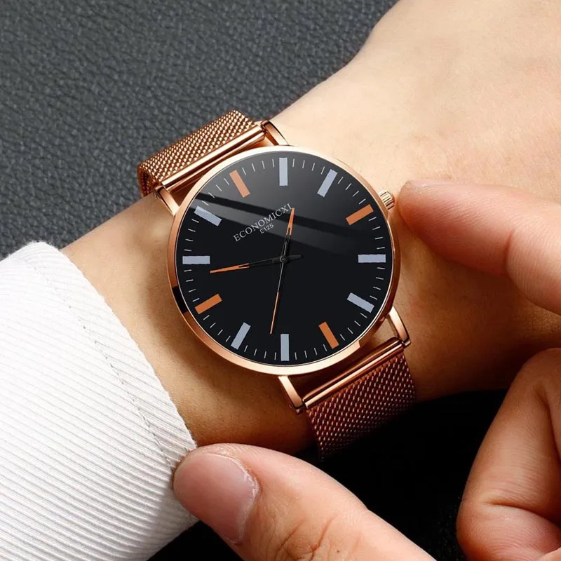 Красочные повседневные мужские часы минималистичные сетки Простые Модные