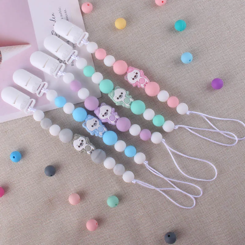 

Baby Cartoon Pacifier Holder Toddler Boy Silicone Beads Teether Cute Pacifier Chain Newborn Accessories Chupetero Personalizado