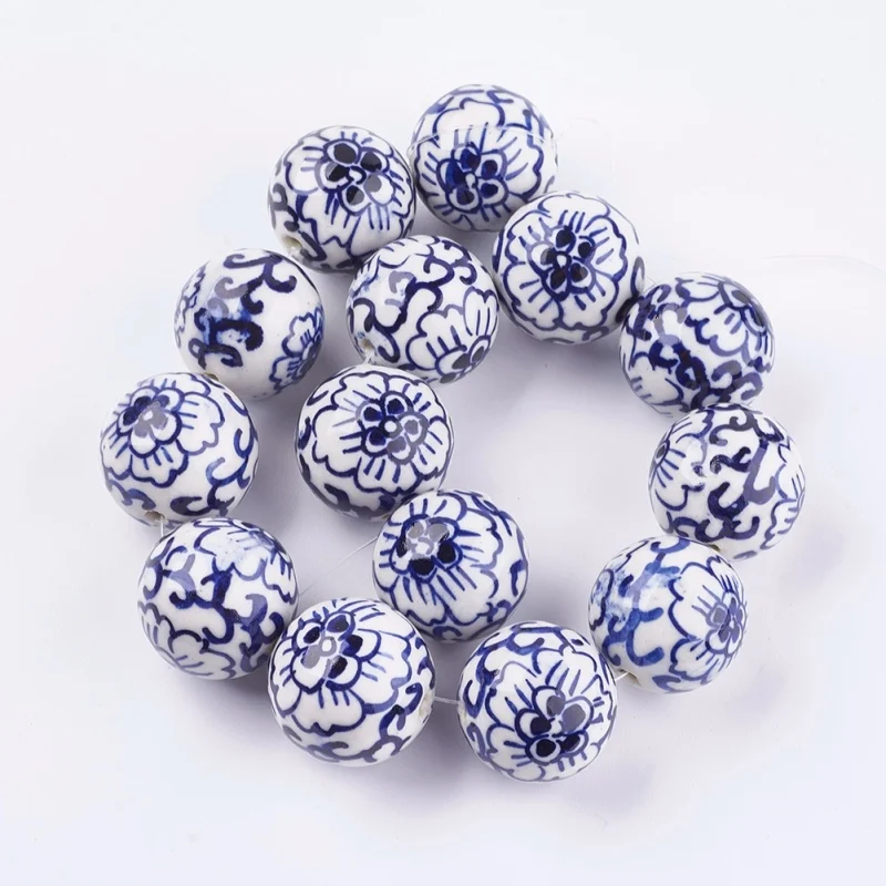 27-28mm 10pcs Pandahall 10/20 штук 12-28 мм ручной работы белого и голубого цвета, фарфоровые керамические бусины для самостоятельного изготовления ювелирных изделий - Цвет: 27-28mm 10pcs