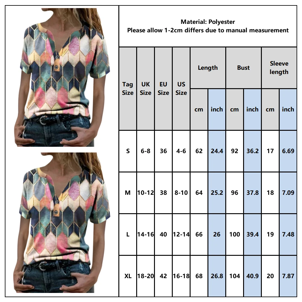 

Geometric Womens Graphic Summer Fashion T-shirts Casual Short Sleeved Round Neck Tee Tops Ladies Basic Style Street Tees D30
