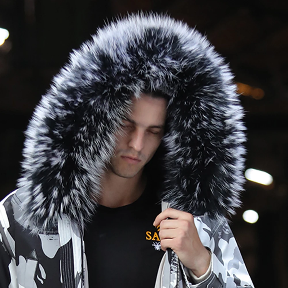 SANI 2019 камуфляжные меховые парки подкладка из кроличьего меха натуральная черно