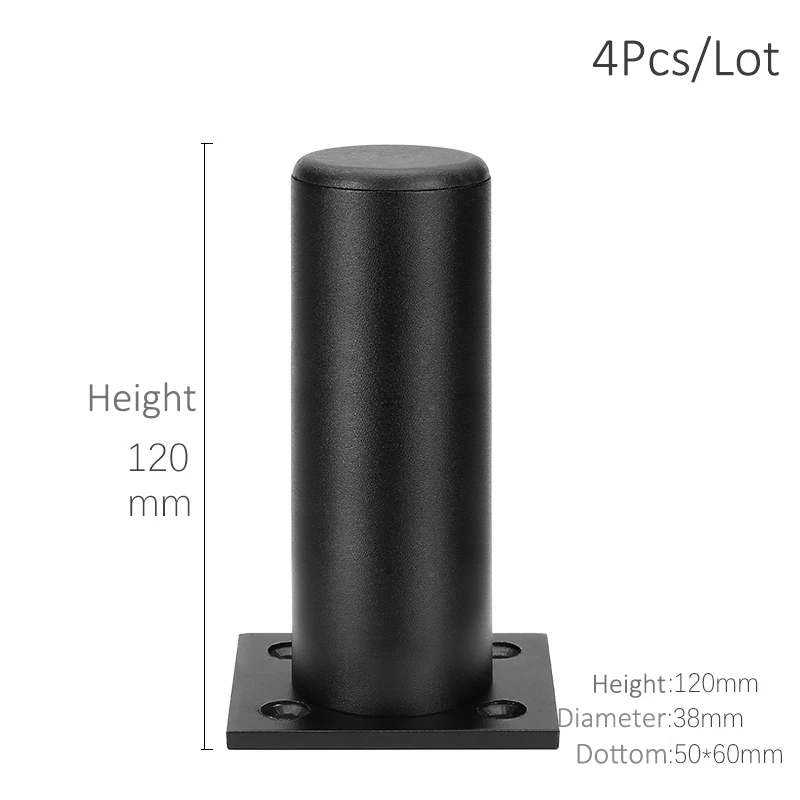 Height 12cm - Black Утолщенные Регулируемые Алюминиевые ножки для мебели, ножки для шкафа 6-30 см, подставка для шкафа телевизора, ножки для ванной комнаты, ножки для дивана, набор из 4 предметов - Цвет: Height 12cm - Black