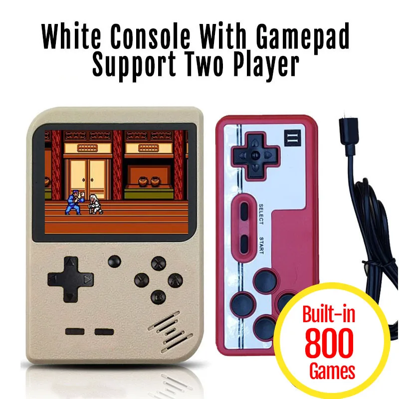 White add Gamepad 800 в 1 Ретро видео игровая консоль портативная игра портативная Карманная игровая консоль мини портативный плеер для детей подарок - Цвет: White add Gamepad