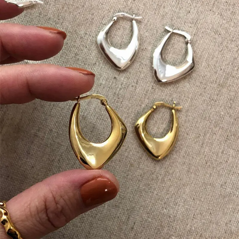 

A00886 925 стерлингового серебра минималистский нерегулярные большой Nordic Стиль, свисающие серьги для женщин, серьги Роскошные модные вечерние ...