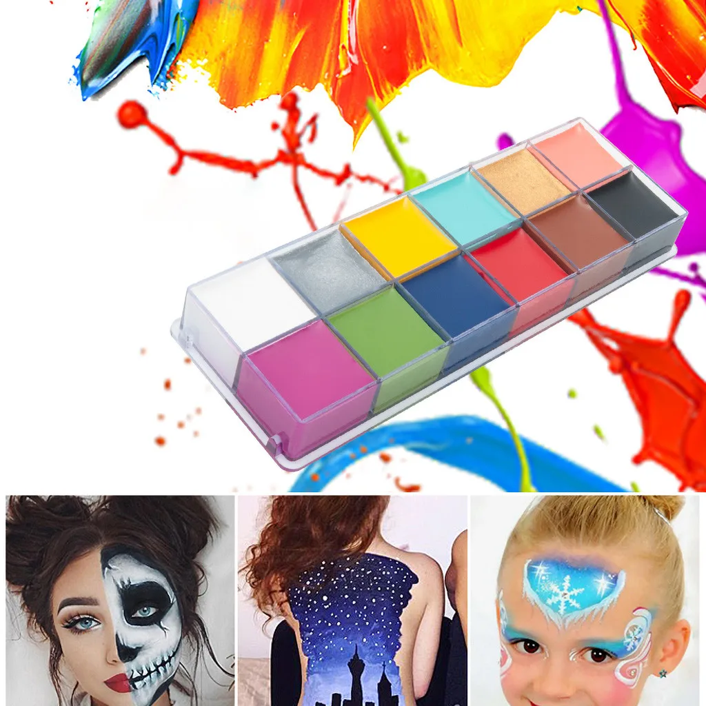 12 цветов Хэллоуин вечерние живопись для лица тела костюм мяч карнавальный макияж