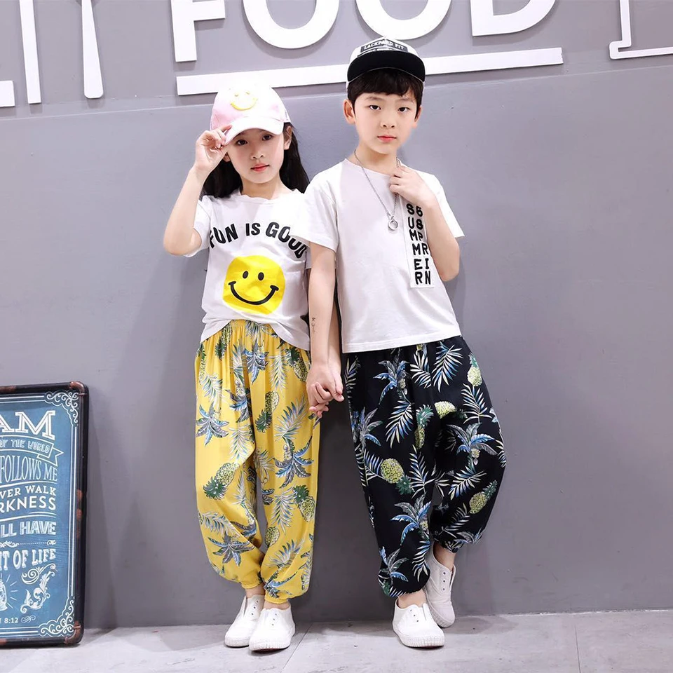 Летние брюки для маленьких девочек и мальчиков Детские повседневные свободные