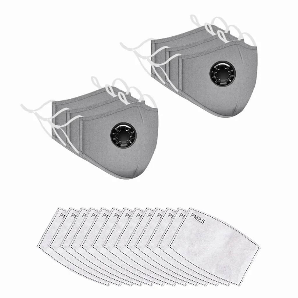 

6pcs Facemask With13pcs Pad Multicolor Unisex Cotton Windproof Foggy Haze Pollution Face Mask Mouth Cover Anime Mascarillas