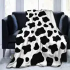 Одеяло с принтом коровы, мягкое Фланелевое теплое покрывало в черно-белом стиле, с рисунком животных, для взрослых, для кровати и кемпинга