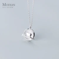 modian white opal lovely kitty sterling silver 925 pendant necklace for women adjustable link chain fine jewelry 2020 design