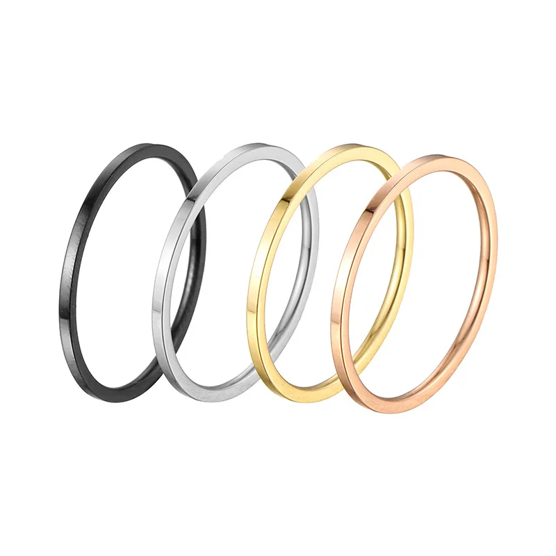 

New Fashion 1MM Thin Simple Design Titanium Steel Lady Tail Rings Stainless Steel Rings for Women