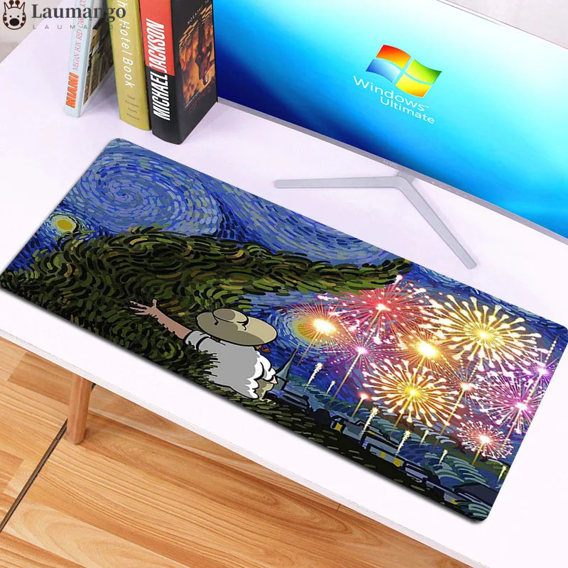 

xl xxl desk mat 900x400x30mm Anti slip Natural Rubber anime Mouse pad Extra Large Gaming Mouse Mat van gogh Illustration