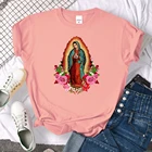 Женская футболка с принтом Девы Марии Гуадалупе, женский топ с коротким рукавом и круглым вырезом в стиле Харадзюку, Повседневная футболка, женская футболка