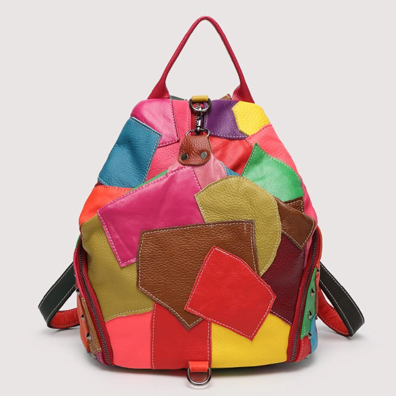 

Genuine Leather Backpack Women Cowhide Back Packs Teenager Girl School Bags European Fashion Travel Shoulder Bags Female 2021New