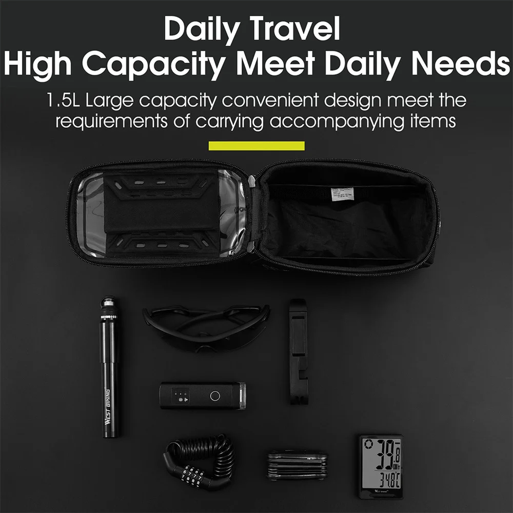 

1Pc Bike Upper Tube Bag Waterproof Bike Pouch Front Frame Bag Bike Accessory