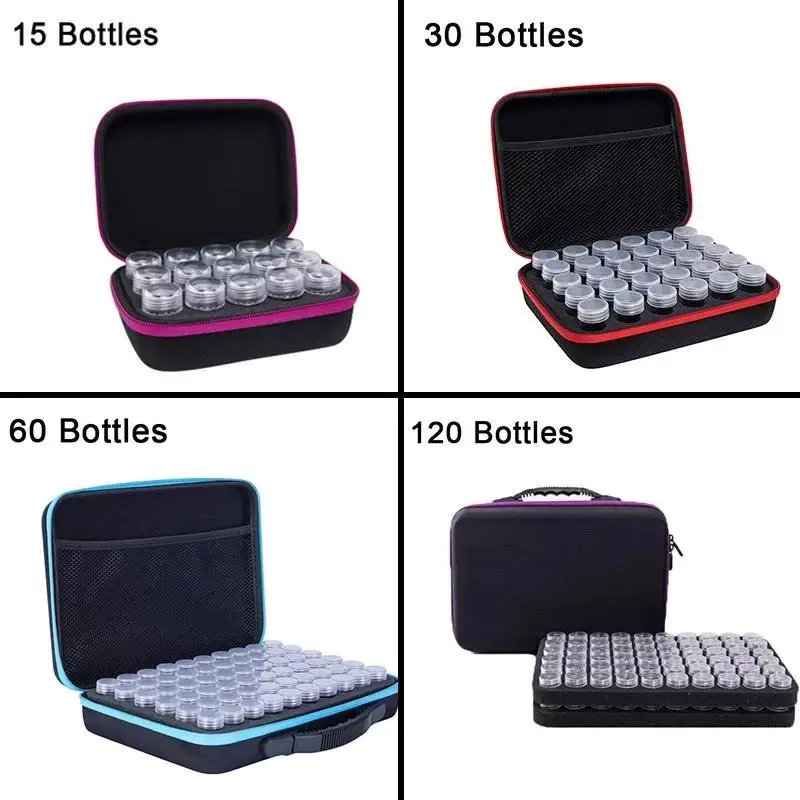 

7 Colors15/ 30/60/120 Bottles Diamond Painting Cross Stitch Accessories Tool Box Container Diamond Storage Bag Case Embroidery