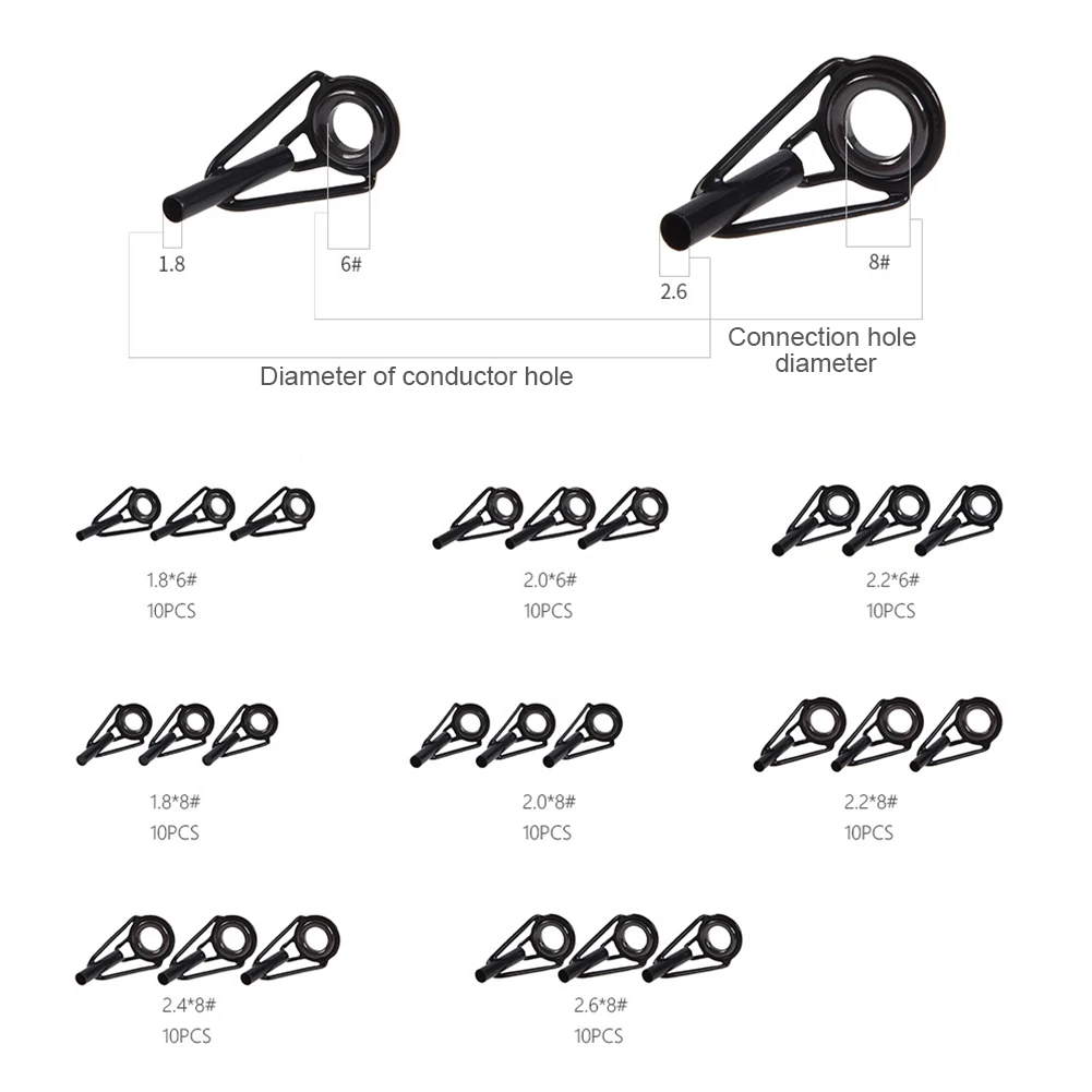 Набор направляющих рыболовных удилищ износостойкие рыболовные кольца разных