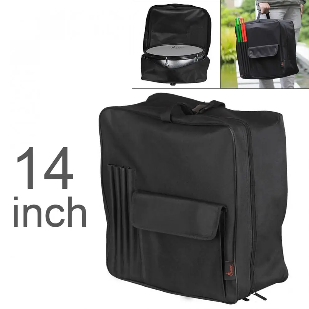 

14 Inch 600D Oxford Cloth Portable Snare Drum Backpack with Drumsticks Pocket Instrument Bag Waterproof Black