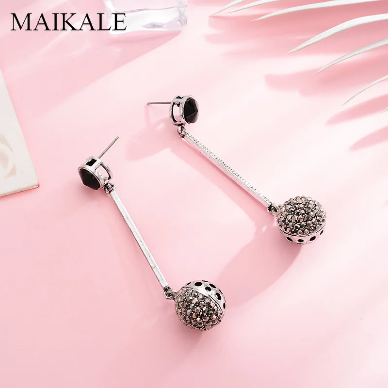 Женские винтажные серьги подвески MAIKALE длинные металлические с выложенным